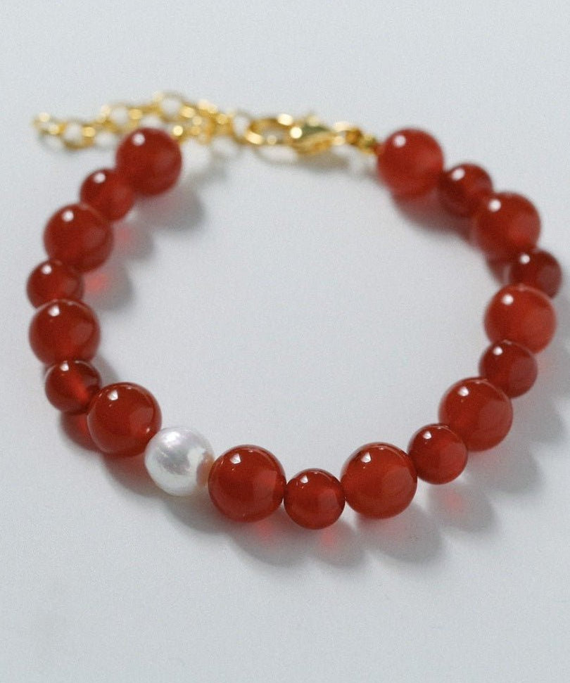 Baroque Pearl Red Onyx Bracelet - floysun