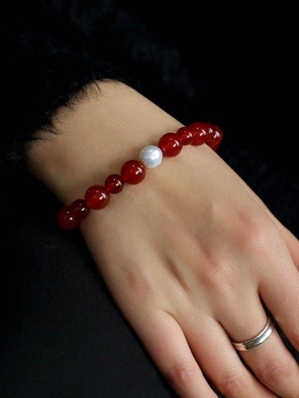 Baroque Pearl Red Onyx Bracelet - floysun