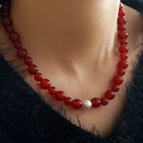 Baroque Pearl Red Onyx Necklace - floysun