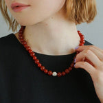 Baroque Pearl Red Onyx Necklace - floysun