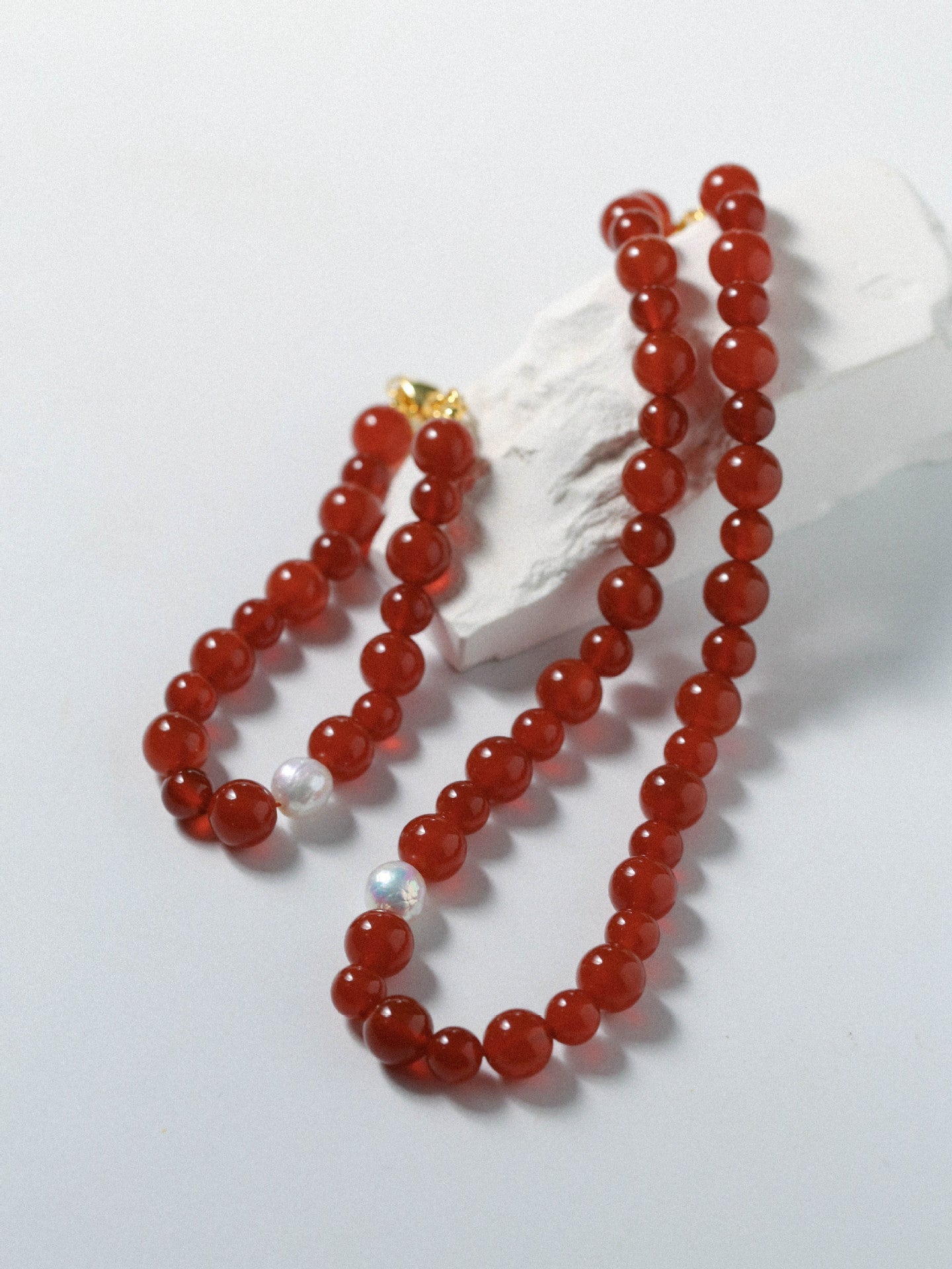 Baroque Pearl Red Onyx Necklace - floysun