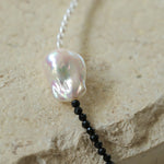 Baroque Pearl Stitching Black Spinel Freshwater Pearl Necklace - floysun