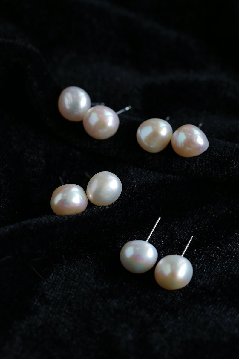 Baroque Pearl Stud Earrings Star Moon & Button Designs - floysun