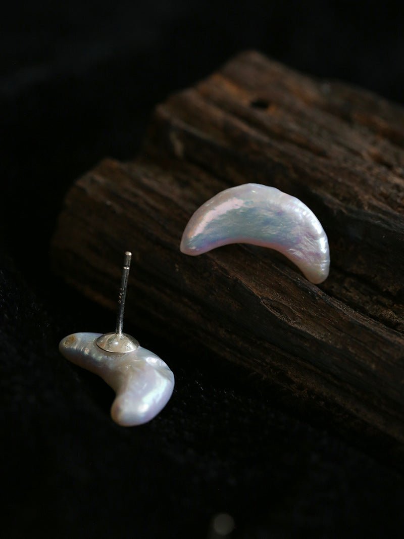 Baroque Pearl Stud Earrings Star Moon & Button Designs - floysun