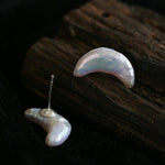 Baroque Pearl Stud Earrings Star Moon & Button Designs - floysun