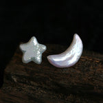 Baroque Pearl Stud Earrings Star Moon & Button Designs - floysun