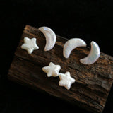 Baroque Pearl Stud Earrings Star Moon & Button Designs - floysun