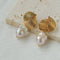 Baroque Pearl Twisted Metal Stripe Texture Earrings - floysun