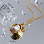 Baroque Shaped Pearl Oval Pendant Necklace - floysun