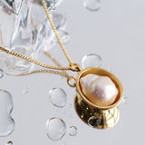 Baroque Shaped Pearl Oval Pendant Necklace - floysun