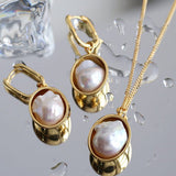 Baroque Shaped Pearl Oval Pendant Necklace - floysun