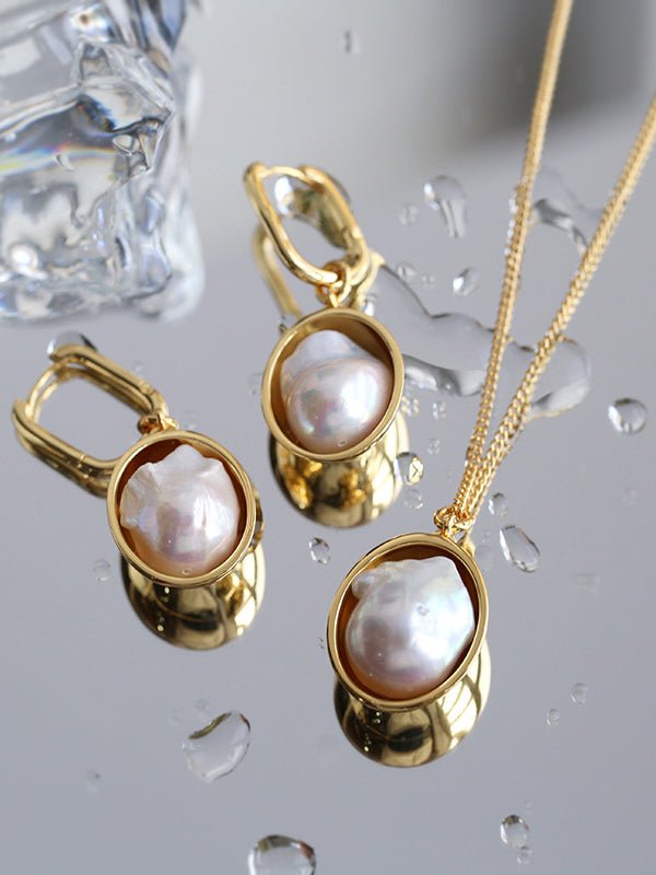 Baroque Shaped Pearl Oval Pendant Necklace - floysun