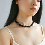 Black Gradient Water Drop Black Agate Necklace - floysun