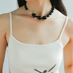 Black Gradient Water Drop Black Agate Necklace - floysun