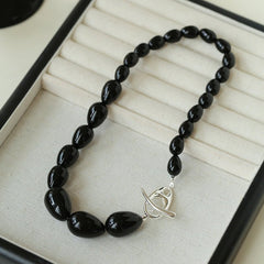 Black Gradient Water Drop Black Agate Necklace - floysun