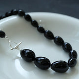 Black Gradient Water Drop Black Agate Necklace - floysun