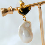 Black Heart - shaped Baroque Pearl Earrings - floysun