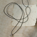 Black Leather Cord Pendant Necklace with Double Teardrop Silver Beads - floysun