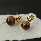 Black Onyx and Tiger's Eye Drop Earrings - floysun