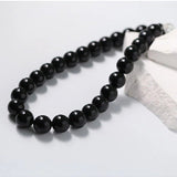 Black Onyx Beaded OT Buckle Necklace - 14mm - floysun