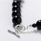 Black Onyx Beaded OT Buckle Necklace - 14mm - floysun