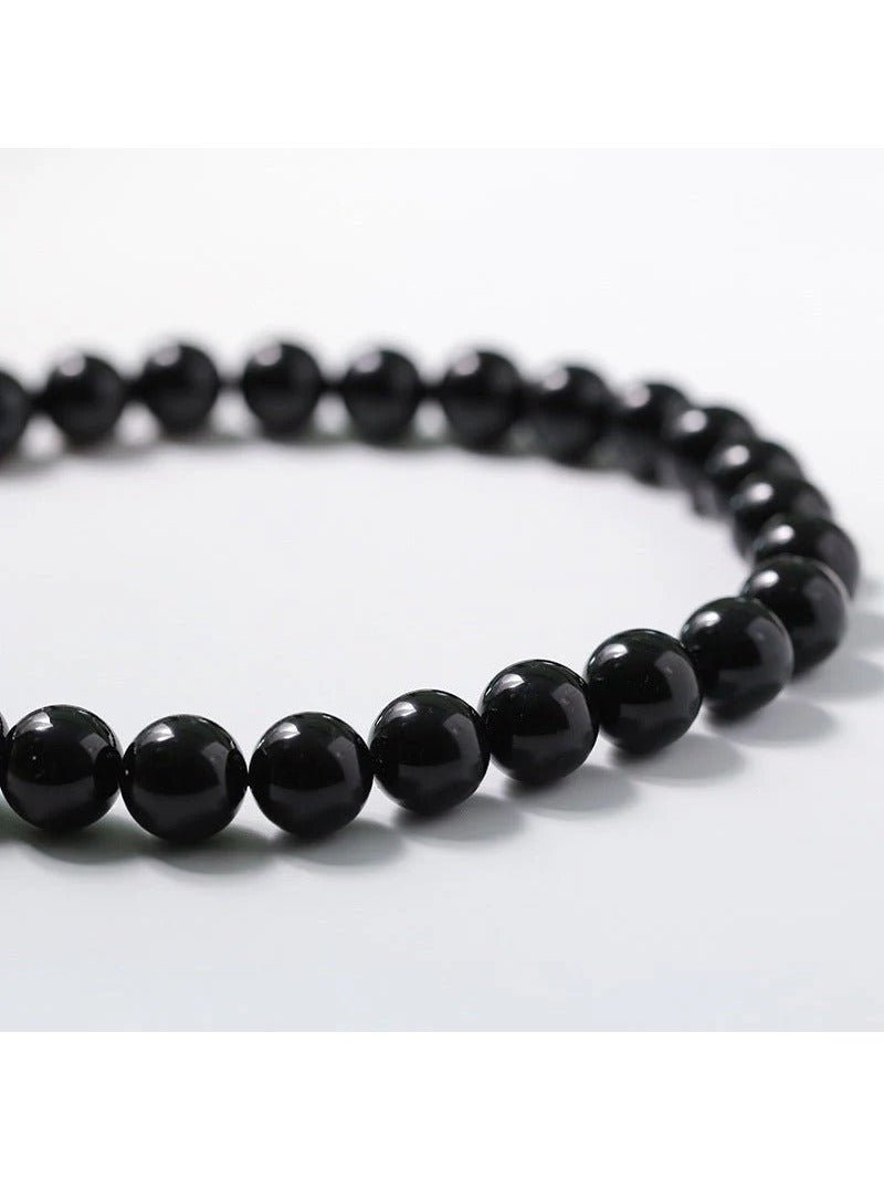 Black Onyx Beaded OT Buckle Necklace - 14mm - floysun