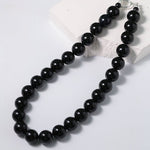 Black Onyx Beaded OT Buckle Necklace - 14mm - floysun