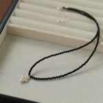 Black Onyx Cross Baroque Pearl Long Beaded Necklace - floysun