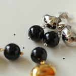 Black Onyx Drop Huggie Earrings - floysun