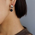 Black Onyx Drop Huggie Earrings - floysun