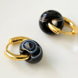 Black Onyx Hoop Earrings - floysun