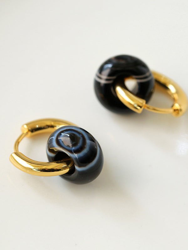 Black Onyx Hoop Earrings - floysun