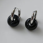 Black Onyx Hoop Earrings - floysun