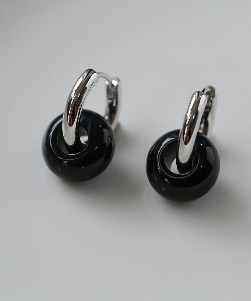 Black Onyx Hoop Earrings - floysun