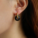 Black Onyx Hoop Earrings - floysun