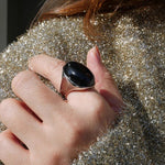 Black Onyx Oval Egg Ring - floysun