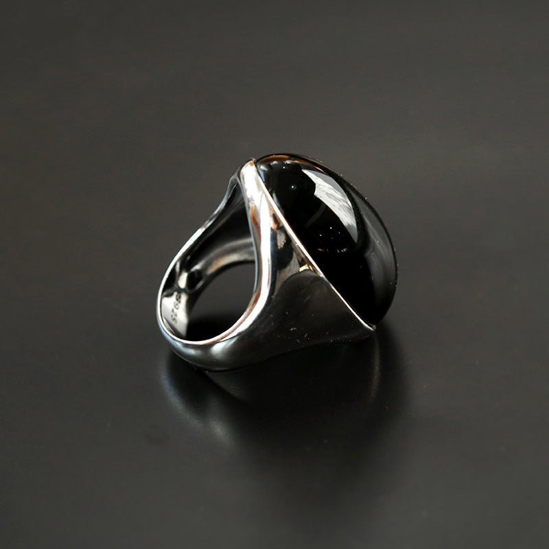 Black Onyx Oval Egg Ring - floysun