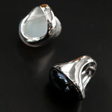 Black Onyx Oval Egg Sterling Silver Ring - floysun