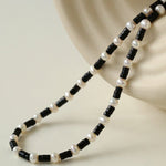 Black Onyx Pearl Bead Necklace - floysun