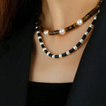 Black Onyx Pearl Bead Necklace - floysun