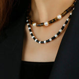 Black Onyx Pearl Bead Necklace - floysun