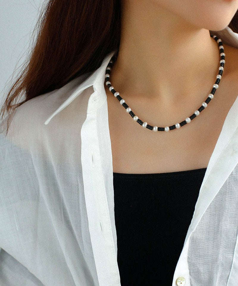 Black Onyx Pearl Bead Necklace - floysun