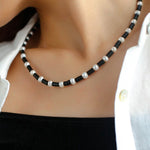 Black Onyx Pearl Bead Necklace - floysun