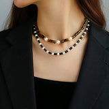 Black Onyx Pearl Bead Necklace - floysun