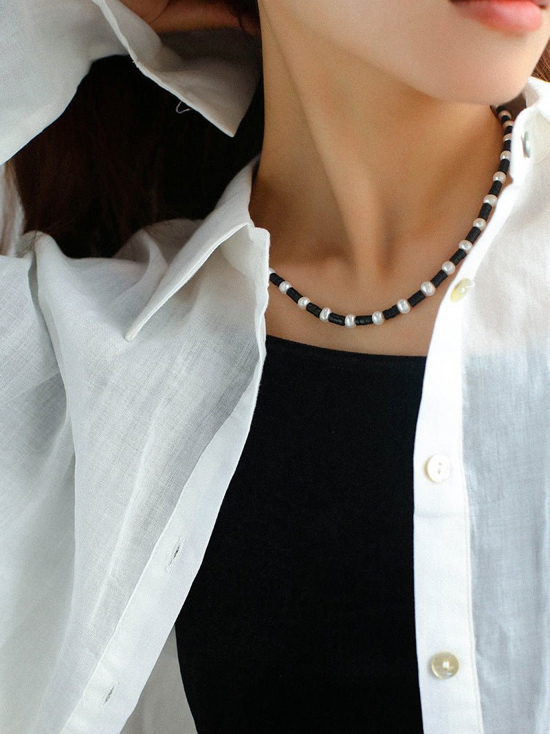 Black Onyx Pearl Bead Necklace - floysun