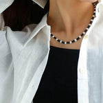 Black Onyx Pearl Bead Necklace - floysun