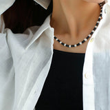 Black Onyx Pearl Bead Necklace - floysun