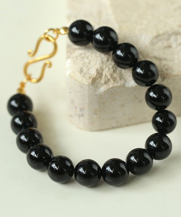 Black Onyx Red Onyx Yellow Jade 10mm Beaded Bracelet - floysun