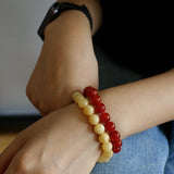 Black Onyx Red Onyx Yellow Jade 10mm Beaded Bracelet - floysun