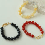 Black Onyx Red Onyx Yellow Jade 10mm Beaded Bracelet - floysun